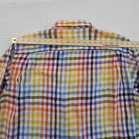 Orvis Signature Collection 100% Linen Shirt Men's XL Multicolor Plaid LS EUC - Picture 9 of 13